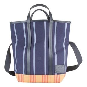 Paul Smith Navy and Tan Striped  Bag